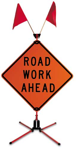 Traffix rollup sign stand hold 36 or 48 inch signs